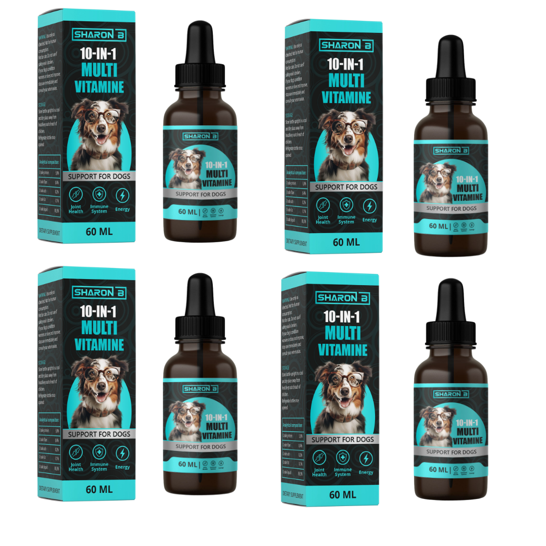 Gouttes multivitamines 10 en 1 pour chiens 60ml- Lot de 4